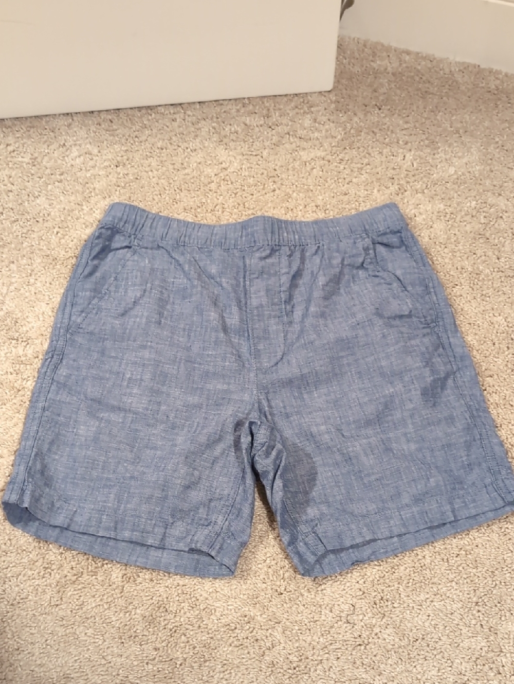 Men's Blue Flat Front Linen-Style Shorts